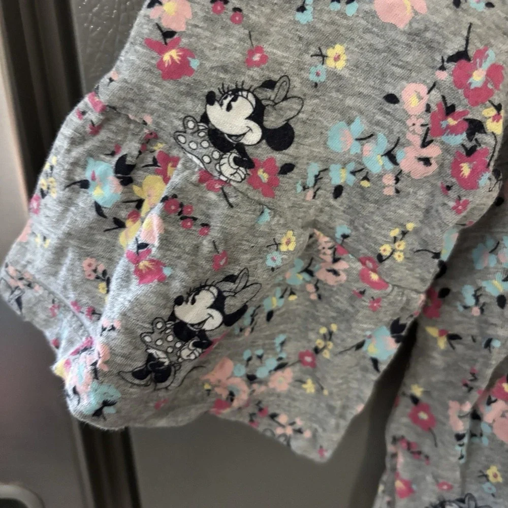 Gap Kids Disney Minnie Mouse Floral Peplum Top Girls Size 10 Shirt Gray Floral‎
